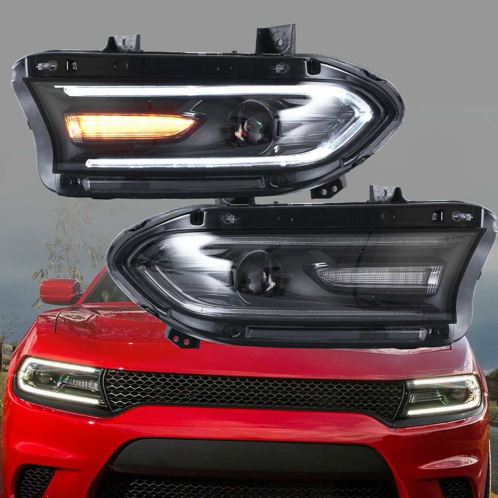 YZautolights LED Headlights For Dodge Charger Dual Beam Lens (2015-2020)