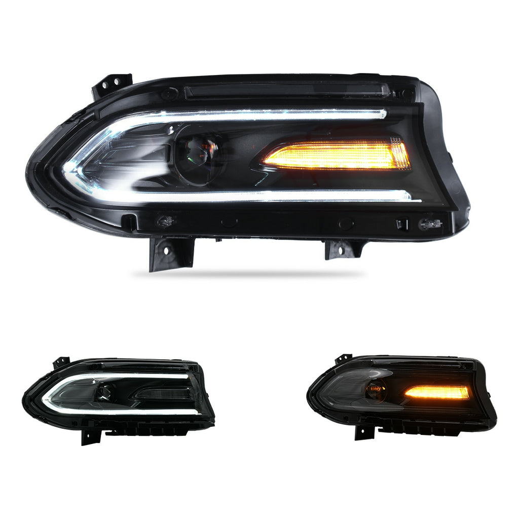YZautolights LED Headlights For Dodge Charger Dual Beam Lens (2015-2020)